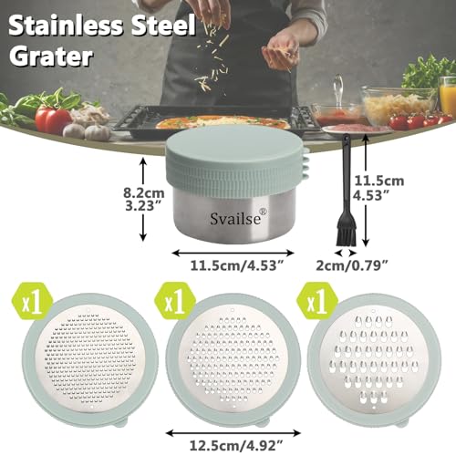 Svailse Cheese Grater with Container, 4 in 1 Box Gratters for Fine, Medium and Coarse, Handheld Lemon Zester for Parmesan, Ginger, Garlic, Nutmeg, Chocolate (Light Green) - Thumbnail 2