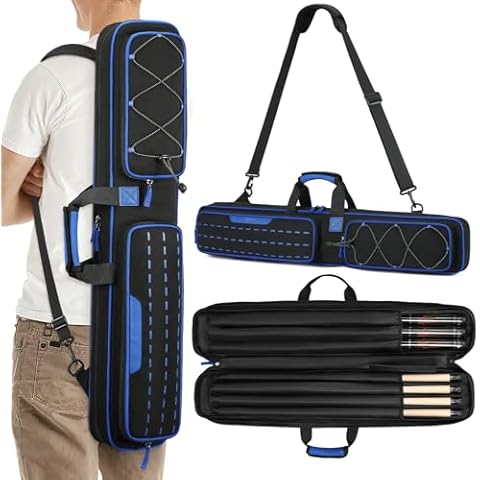 BOSSTIN Pool Cue Case, 3x4 Pool Stick Billiard Cue Accessories Soft Padded Bag Case (Blue1) Cover
