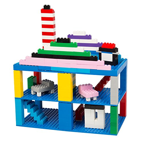 Scs Direct Brick Building Blocks Blue Stackable Baseplates - 5"X5"(10Pcs) Build Multi-Levels -Compatible With & Tight Fit With All Major Building Blocks Brands Large & Small -Great For Activity Tables #TOP4