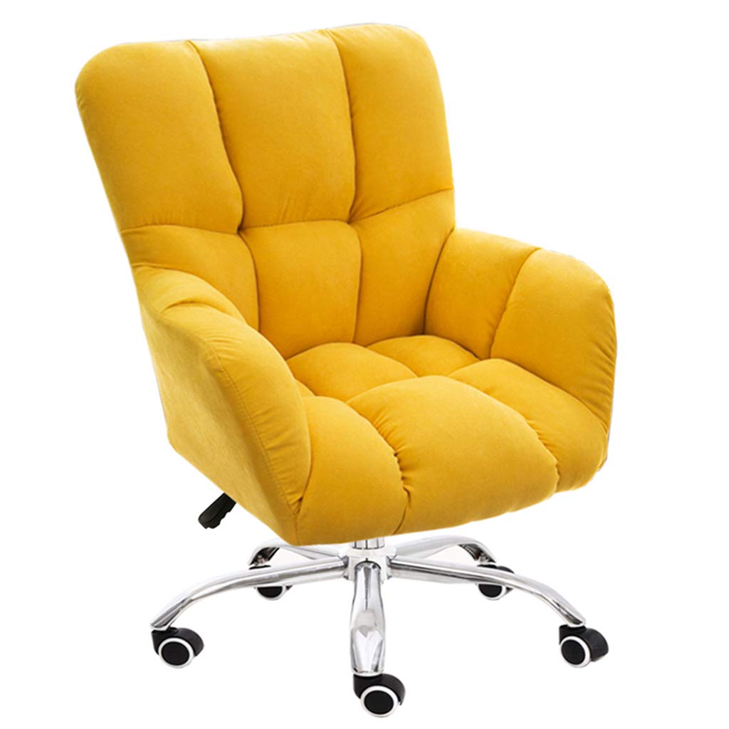 Chaise pivotante moderne en velours jaune avec dossier ergonomique haut de gamme