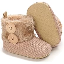 LAFEGEN Baby Girl Booties Non Slip Faux Fur Infant Ankle Snow Boots Newborn Toddler First Walker Winter Crib Shoes 3-18 Months