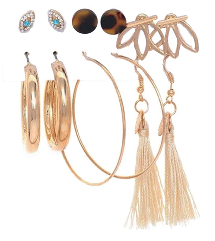 Image of ANNACREATIONS Stylish combo of pearl stud hoop earrings set for Women Girls