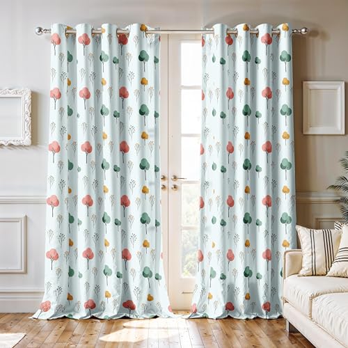 Image of Ultimate Trends Room Darkening Digital Printed Floral Geomatrical Prints Curtain 65-70% Opacity,Diamond Eyelets, Tie Back, Floral Geomatrical, 5 FEET Pack of 2,Pale Blue