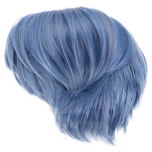 FRCOLOR Perucas de Cabelo Curto Bob Com Franja de Ar Azul Traje de Cosplay Peruca Reta Capa de Cabel