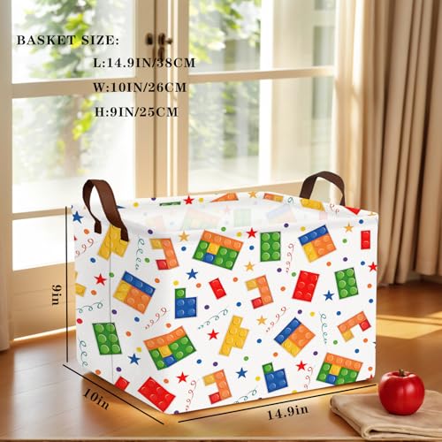 Image of Kid Cute Nursery Storage Basket Baby Toy Clothes Storage Bin Playroom Bedroom Decor Basket(Building Blocks)