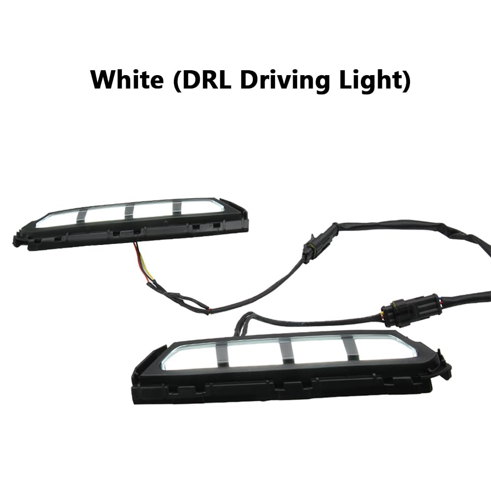 Lampade diurne del Riloer, luci da corsa Daytime LED con luce di guida bianca + segnale di svolta dinamico giallo, lampada di segnale di svolta a paraurti LED con 2 modalità di illuminazione