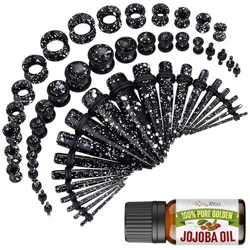Image of BodyJ4You 54PC Ear Stretching Kit 14G-12mm - Aftercare Jojoba Oil - Acrylic Plugs Gauge Tapers Silicone Tunnels - Lightweight Expanders Men Women