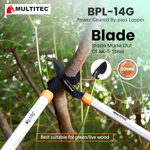 Image of MULTITEC BPL-14G Geared Bypass Lopper | Heavy Duty Tree Branch Cutter for Green Wood Pruning