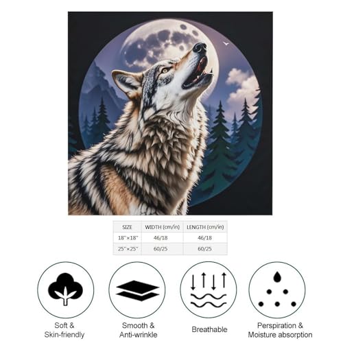 Wolves Silk Like Head Scarf for Women Fashion Silk Hair Wrap, Square Headbands for Sleeping2