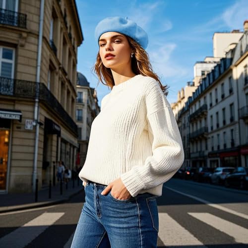 Image of Jolbndcv 6PCS Beret, French Beanie, Outdoor, Winter, Fashion Lady Hat | One Size Fits Most,Solid Color,Stretchable,for All Season