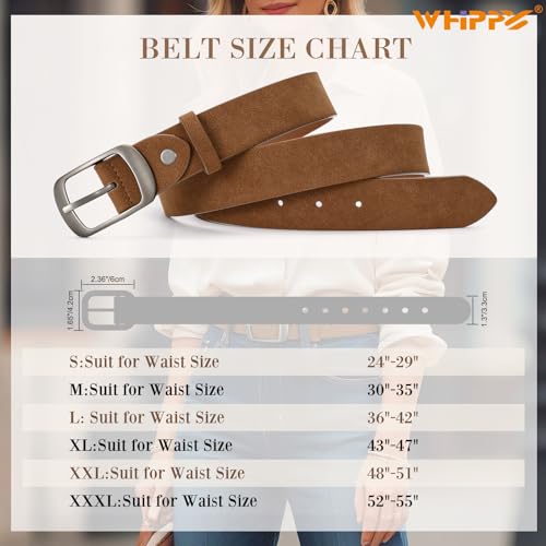Image of WHIPPY Women Leather Belts for Jeans Pants Fashion Dress Belt for Women with Solid Pin Buckle