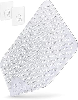 Homerella mata prysznicowa antypoślizgowa dla skóry wrażliwej 88x39cm, ŁĄCZNIE Z ZAWIESZENIEM | antypoślizgowa mata kąpielowa bez BPA | mata pod prysznic odporna na pleśń & pranie w pralce | mata prysznic