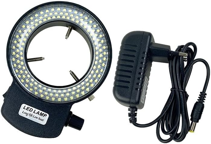 顕微鏡アクセサリーキット 調整可能な6500K 144 LED.産業用ステレオ顕微鏡カメラアダプタ用リングライト照明灯 顕微鏡スライ