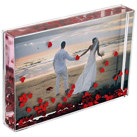 Heart Block 4" x 6" - Romantic Acrylic Photo Picture Frame for Photos, Christmas Gift, Couples, Wedding, Anniversary, Valentines Cover