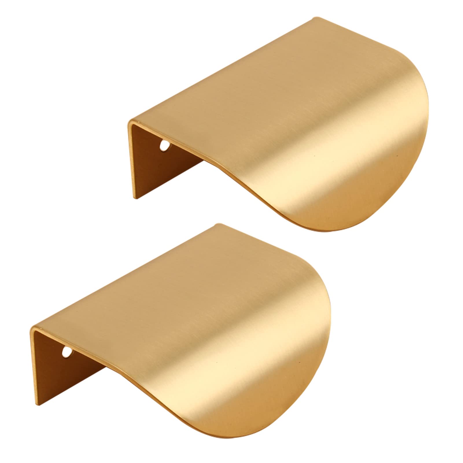 sbslj-0002 2 Pack Invisible Drawer Handles Leaf Shape Cabinet Pulls Pure Copper Hidden Closet Handle Bow Pulls Finger Edge Knobs Door Levers for Cupboard Wardrobe (Length 60mm,Gold)
