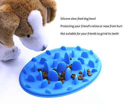 Petbaba Dog Bowl Slow Feeder, Interactive Puzzle Fun Silicone Nonskid Feed Dish, Against Bloat In Eating Food, Keep Your Cat Pet Healthy - S In Blue #TOP4