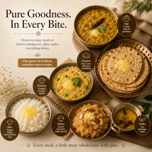 Image of Vaideek Wellness Pure Cow Ghee Cultured Desi Ghee| Bilona Cow Ghee Two Way Churned | Made In Earthen Pots | Lab Certified | 500 Ml