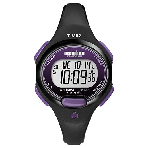 Timex Women's Ironman Triathlon Essential 10 34mm Watch – Black & Purple Case with Black Resin Strap