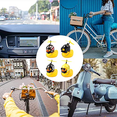 4 Piezas Adornos Pato Goma, Decoración Pato De Goma, Pato Goma para Coche con Casco Hélice, Coche Pato Amarillo Goma Bicicletas, Moto, Accesorios De Decoración De Coches