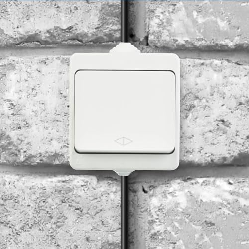 Surface-Mounted Wet Room Cross Switch IP54 - All-in-One - Frame + Insert + Cover (Series G1 Pure White) - Image 3