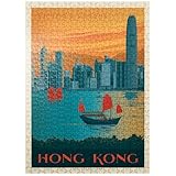 MyPuzzle China: Hong Kong, Victoria Harbor, Vintage Poster - Premium 500 Piece Jigsaw Puzzle for Adults