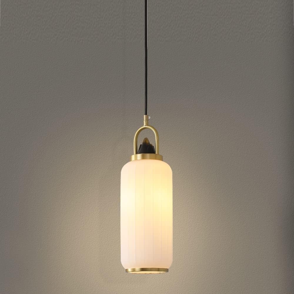 HPTHLY European Pendant Light Fixtures Brass Cylindrical Chandelier Light With Cloud Glass Lampshade Adjustable Hanging Height