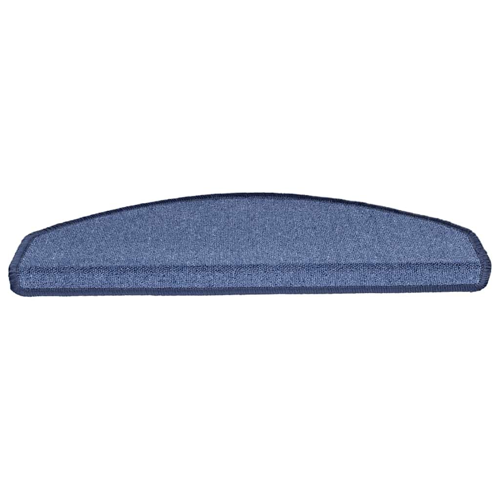 15 pcs Tapis d'escalier 65x24x4 cm Bleu