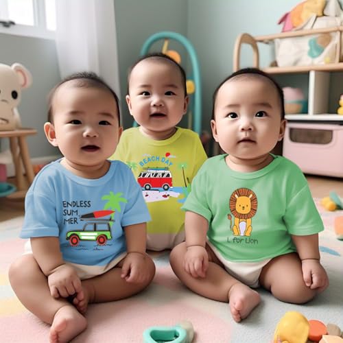 Image of Toddylon Kids T-Shirt Combo Half Sleeve Tshirt Summer Tops Tshirts Boys & Girls Regular Fit T-Shirts Boys Half Sleeves Cotton T-Shirt Summer T Shirt for Boys & Girls Pack