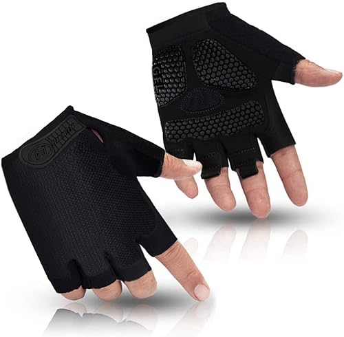 HuwaiH Guantes de ciclismo para hombres y mujeres, antideslizantes que absorben los golpes, guantes de ciclismo de medio dedo, guantes de bicicleta