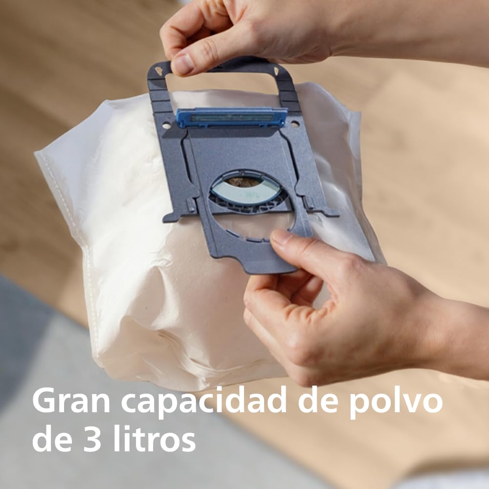 PHILIPS Aspirador con Bolsa Serie 2000 – Compacto y Ligero, Motor de 800W, Filtro HEPA Captura el 99,9% del Polvo, Boquilla Multiusos, Alcance de 9m, Bolsa para el Polvo Grande (XD2142/12)