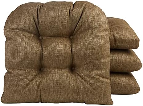 Klear Vu Gripper Overstuffed Universal Non-Slip Dining Chair Cushions for Kitchen Decor or Office Use, U-Shaped Skid-Proof Seat Pad, 17x17 Inches, 4 Count (Pack of 1), Gold