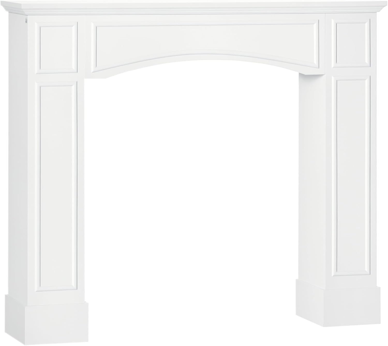 HOMCOM Modern White MDF Fireplace Mantel Surround - 45.25" Wide, 29" Interior, Anti-Tip Safety for Electric Fireplaces