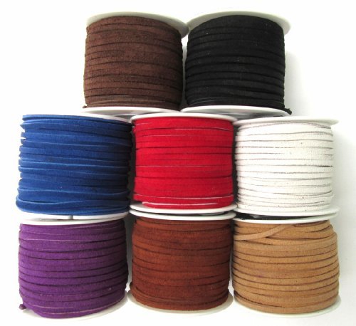 Lace Lacing Leather Suede Assortment Craft Kit; 8 Yards (1 Yard of Each Color Shown)