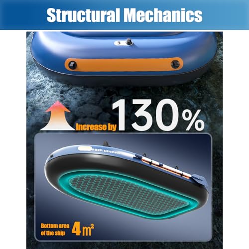 YUEWO Inflatable Boat for Adults, Inflatable Dinghy, Fishing Inflatable Kayak, Heavy Duty Inflatable Canoe River Inflatable Raft Lake, Air Blow Up Boat with 2 Paddle - Image 6