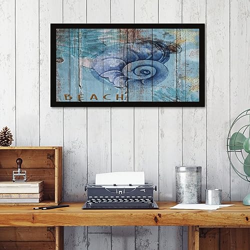 Panneau mural encadré mer et décoration rustique bois extérieur