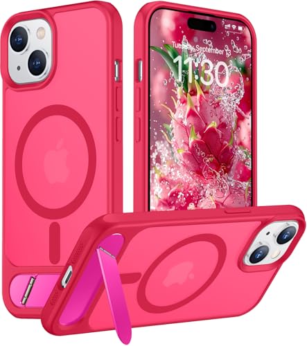 Image of Magnetic Compatible with iPhone 15 Plus Case & iPhone 14 Plus Case, [Built-in Invisible Kickstand][Compatible with MagSafe][Military Grade Shockproof] Slim Translucent Matte Phone Case 6.7 inch