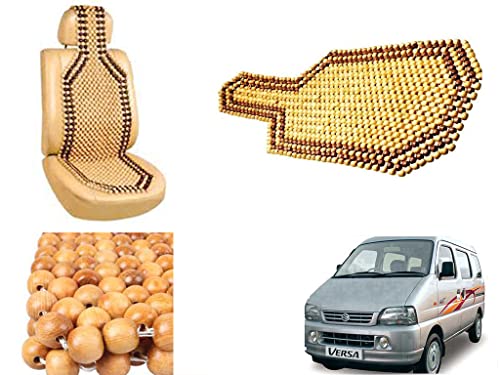 Image of Car Bead Seat Wooden Beads Cushion Cover Pad for Maruti Suzuki Versa, Acupressure Sitting Seat Cover | Cream Color - Pack of 1