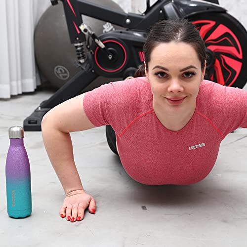 Image of BJPKPK 17oz Insulated Water Bottles Stainless Steel,Sports Water Bottles Keep Cold for 24 Hours and Hot for 12 Hours,BPA Free,Glitter Silver Pink