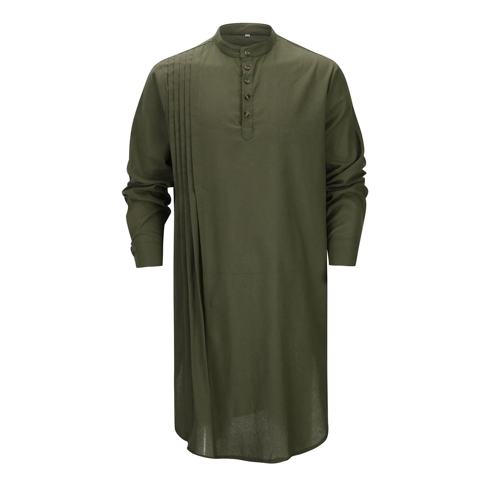 Caftan à manches longues pour homme - Robe musulmane d'été cool Jilbab - Vêtement islamique - Robe arabe marocaine afghane - Longueur moyenne - Couleur unie - Jilbab - Rétro - Coupe ajustée
