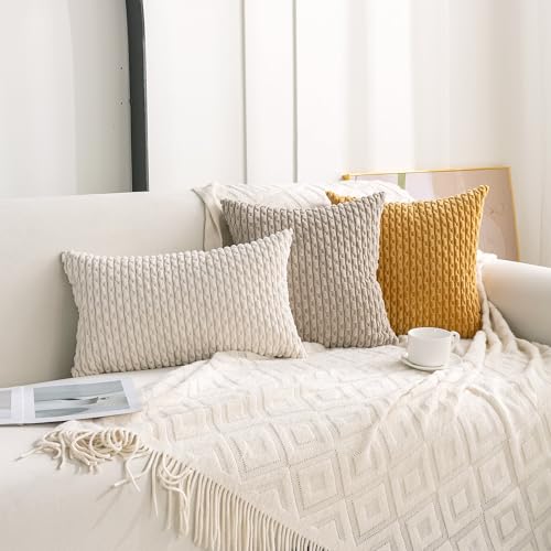 Cozoomy DXRBZT01-MG-18X18 Set Of 4 Neutral Decorative Pillow Covers 18X18 Inch Corduroy Throw Pillow Covers thumb #2