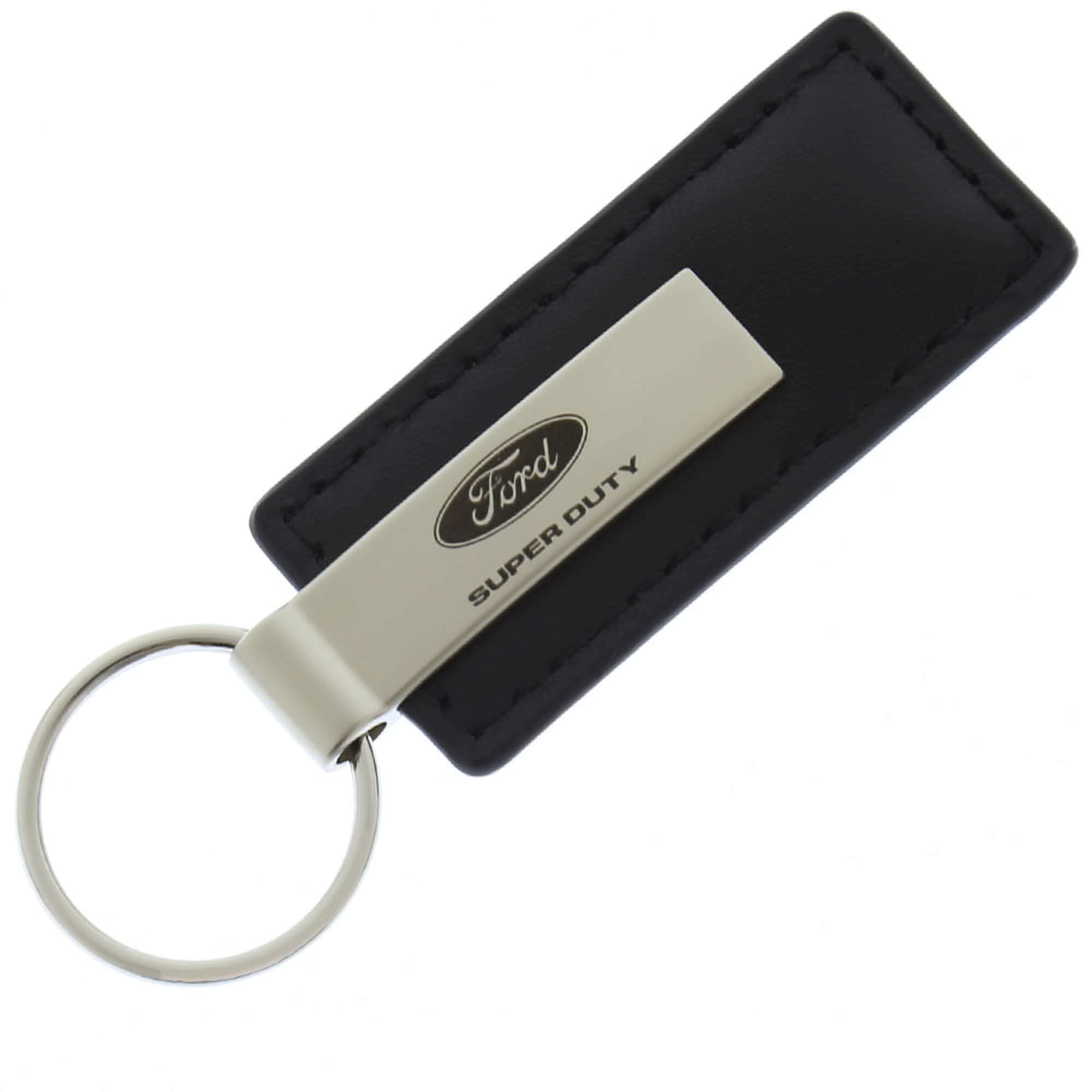 AU-TOMOTIVE GOLD Rectangular Leather Key Chain for Ford Super Duty (Black)