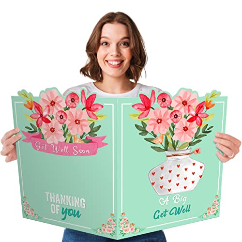 Image of Large Get Well Soon Card for Women Men, Jumbo Thanking of You Greeting Card for Him Her Encouragement A Big Get Well Greeting Card 14 x 22 inches, Envelope Included