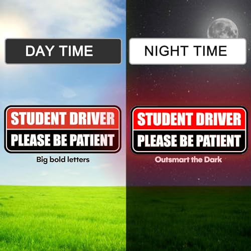 Image of 3 Pcs Student Driver Car Magnet, Please Be Patient Student Driver Magnet | Teen Driver for Car Removable Novice Rookie Safety Atntteion Sign - Weather-Resistant Red /Black