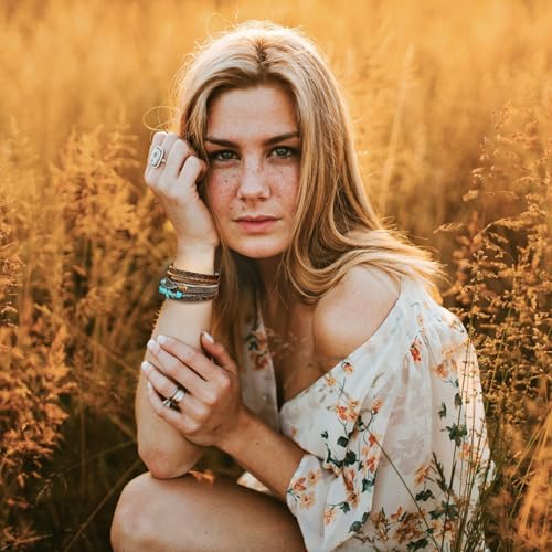 Turquoise Bracelet for Women, Multi Layer Leather Bracelet for Men, Boho Western Bracelet for Turquoise Jewelry Gift2