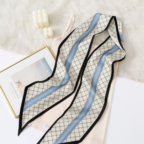 Image of Head Hair Scarf for Women,Silky Long Headscarf Purse Bag Scarfs for Handbag Fashion Satin Neck Scarves Accessories
