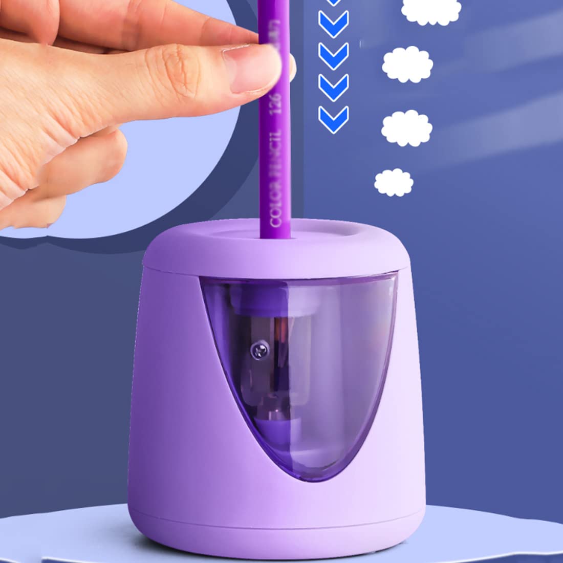 MRKU Elektrischer Bleistift, automatischer Stifteinzug, um das transparente Fenster und die große Kapazität der Krümelbox zu Spitzen, USB-Anschluss, Verwendung von Büromaterial für Studenten