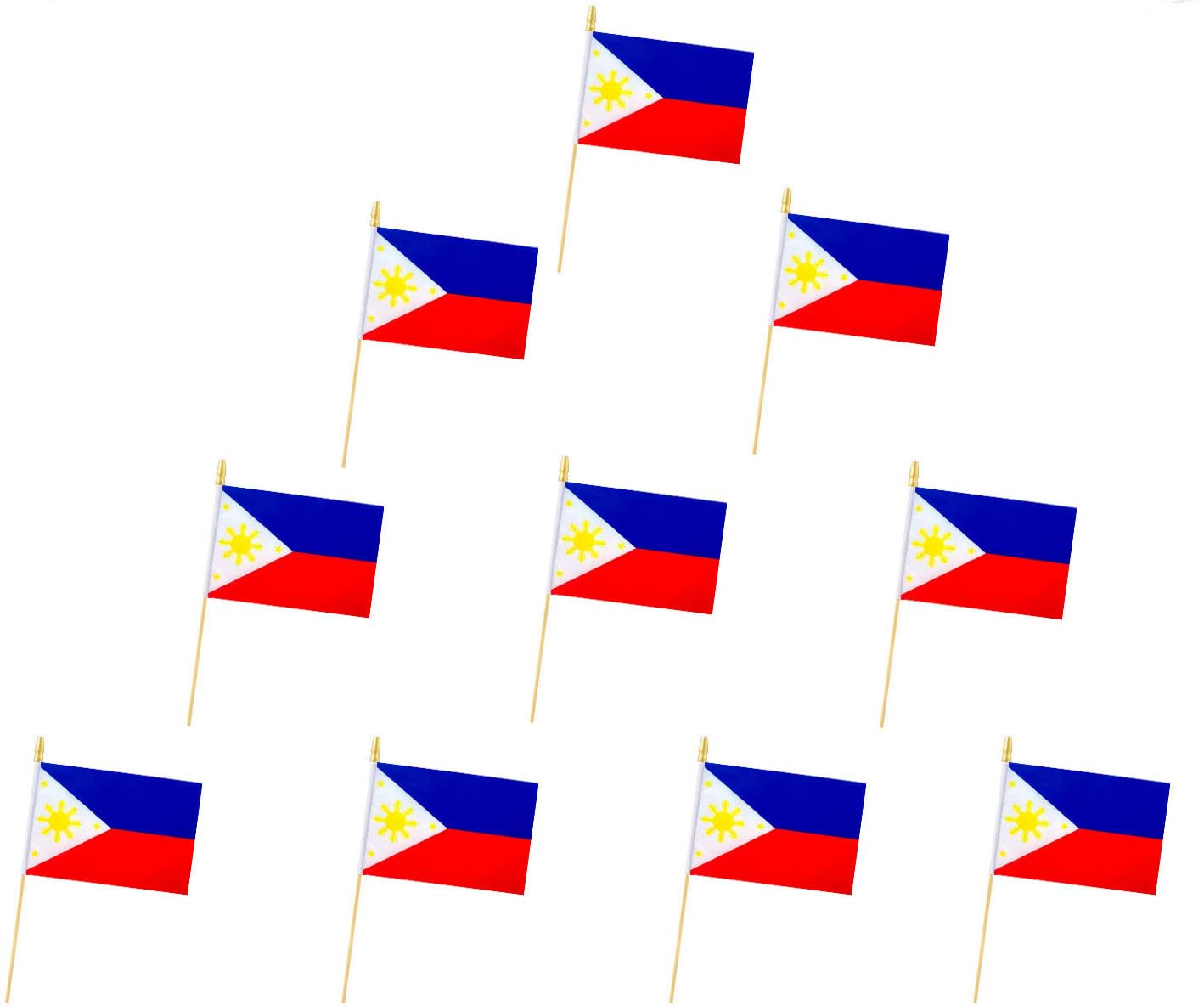 10 Pack Philippines Flags - Handheld Flag- Desktop Flag-5x8 In, Philippines Mini Flag,Safety Ball Top. Suitable For Party Decorations, Store Displays, Bar Decorations And National Day Parades