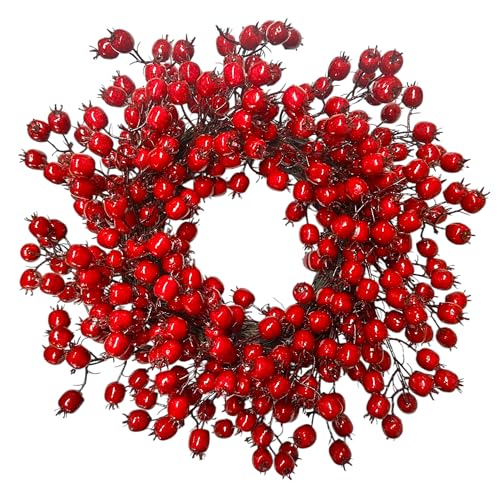 Künstlicher Hagebuttenkranz Ø40cm Türkranz mit Beeren für...