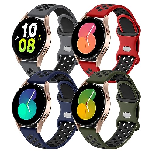 Lerobo 4 Pack Bands Compatible with Galaxy Watch 7 6 5 4 Band 40mm 44mm/Galaxy Watch 6 4 Classic 43mm 47mm 46mm 42mm/Watch 5 pro 45mm,Active 2 Band, 20mm Watch Band Soft Silicone Sport Band