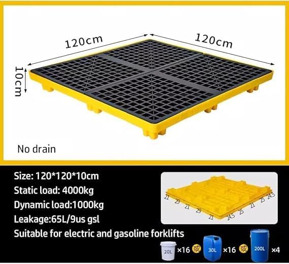 Pallet Spill Containment Platform Stackable Polyethylene Oil Drum with Drain Detachable Modular Grating Tray Industrial,Oil Spill Platform,Modular Spill Control Platform - Industrial Oil Dru